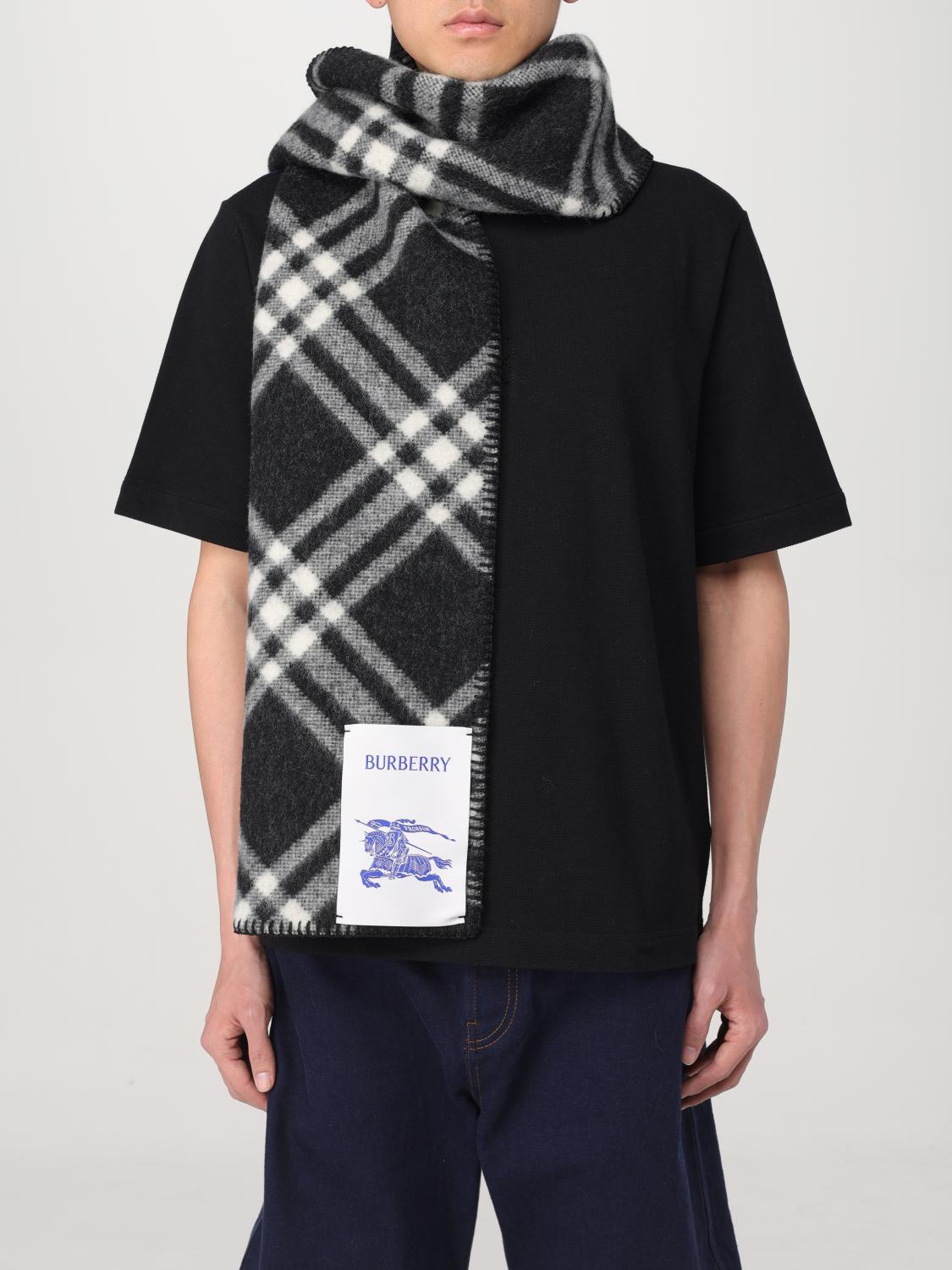 BURBERRY スカーフ: Burberry チェック ウールスカーフ, ブラック - Img 2