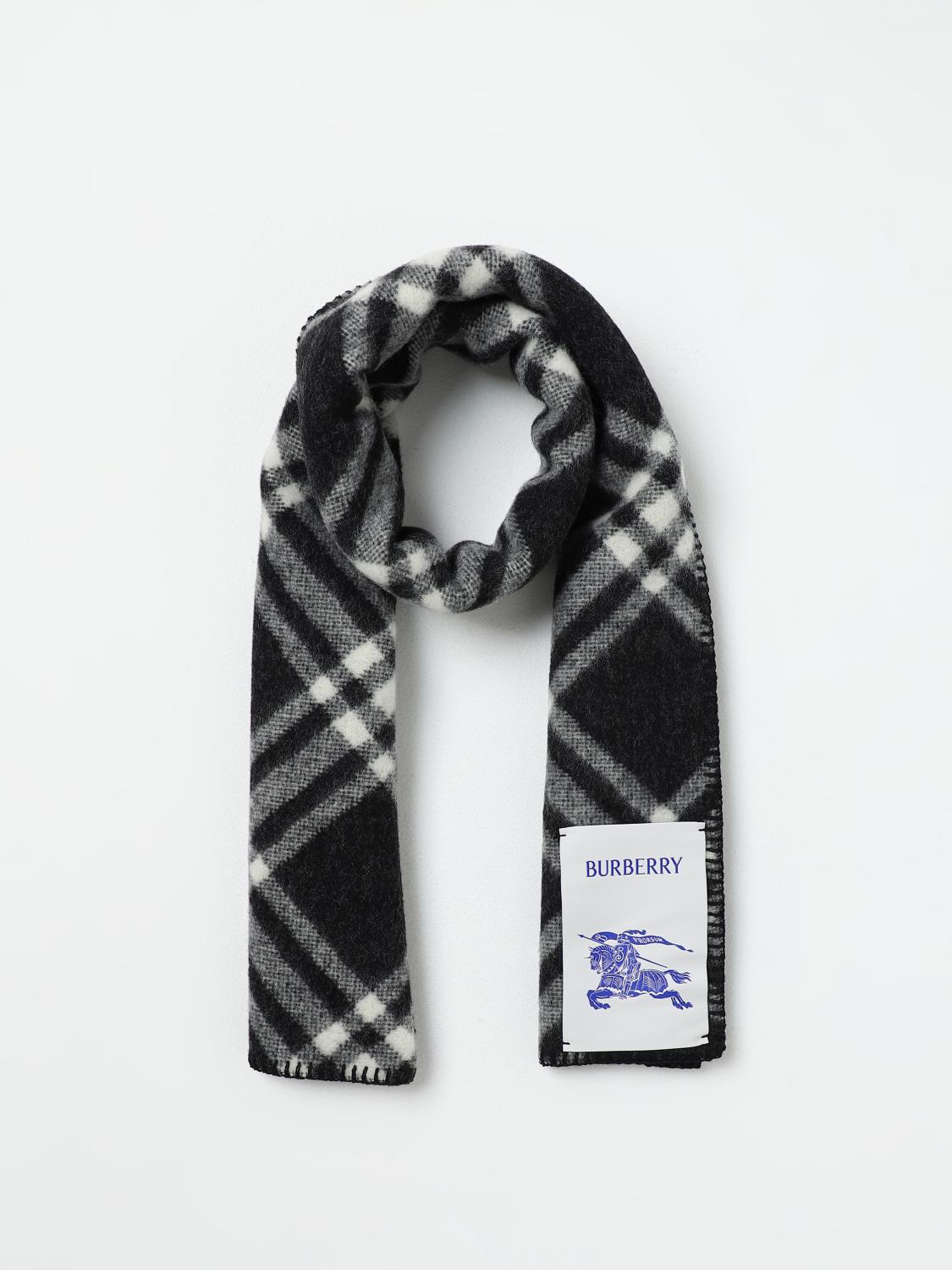 BURBERRY スカーフ: Burberry チェック ウールスカーフ, ブラック - Img 3