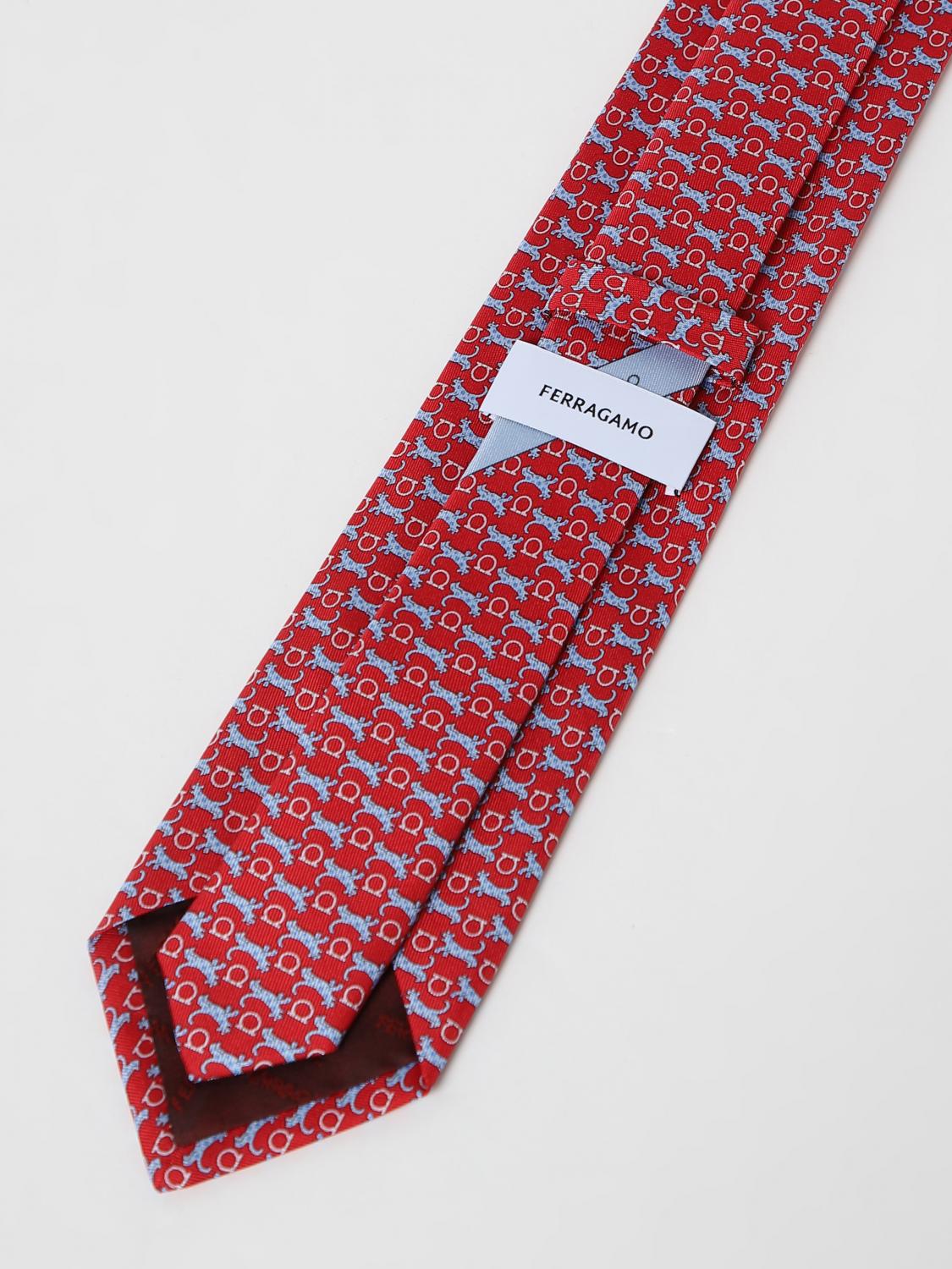 TigerTie Cravatta in seta - rosso blu bianco nero striato
