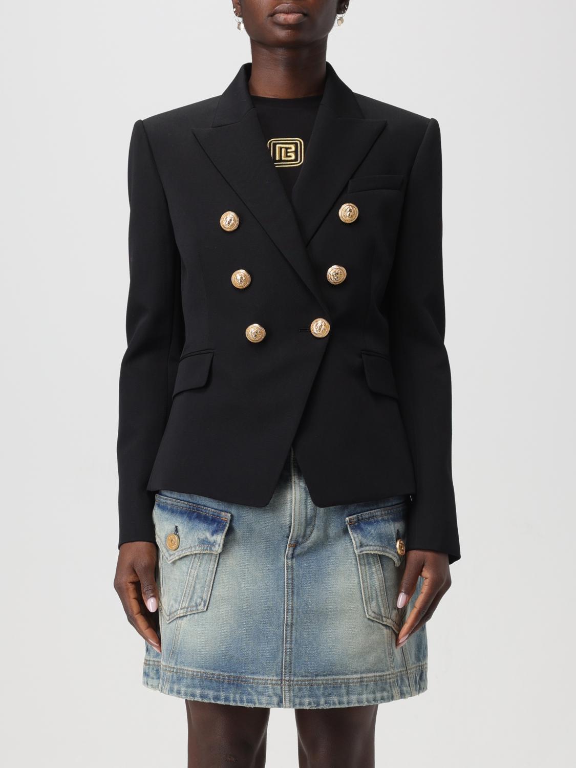 BALMAIN｜BLAZERS (CF1SG008WB08 0PA) BALMAIN: Blazer woman - Black | Balmain blazer CF1SG008WB08