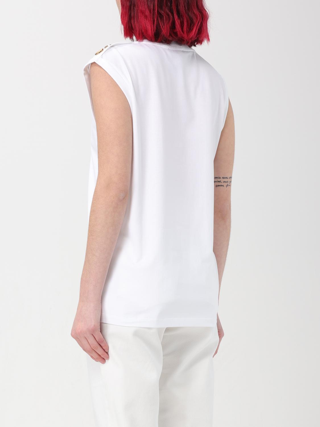 BALMAIN T-SHIRTS: Canotta Balmain in jersey con logo, Bianco - Img 3