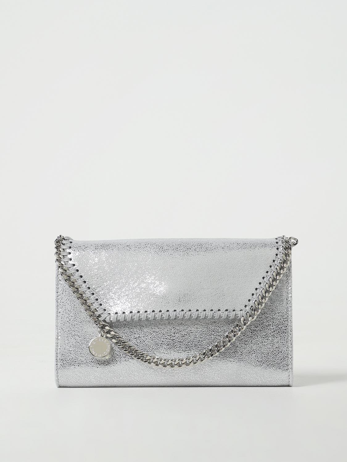 STELLA MCCARTNEY BORSA A TRACOLLA: Borsa Falabella Stella McCartney in pelle sitnetica cracklé, Grigio - Img 1