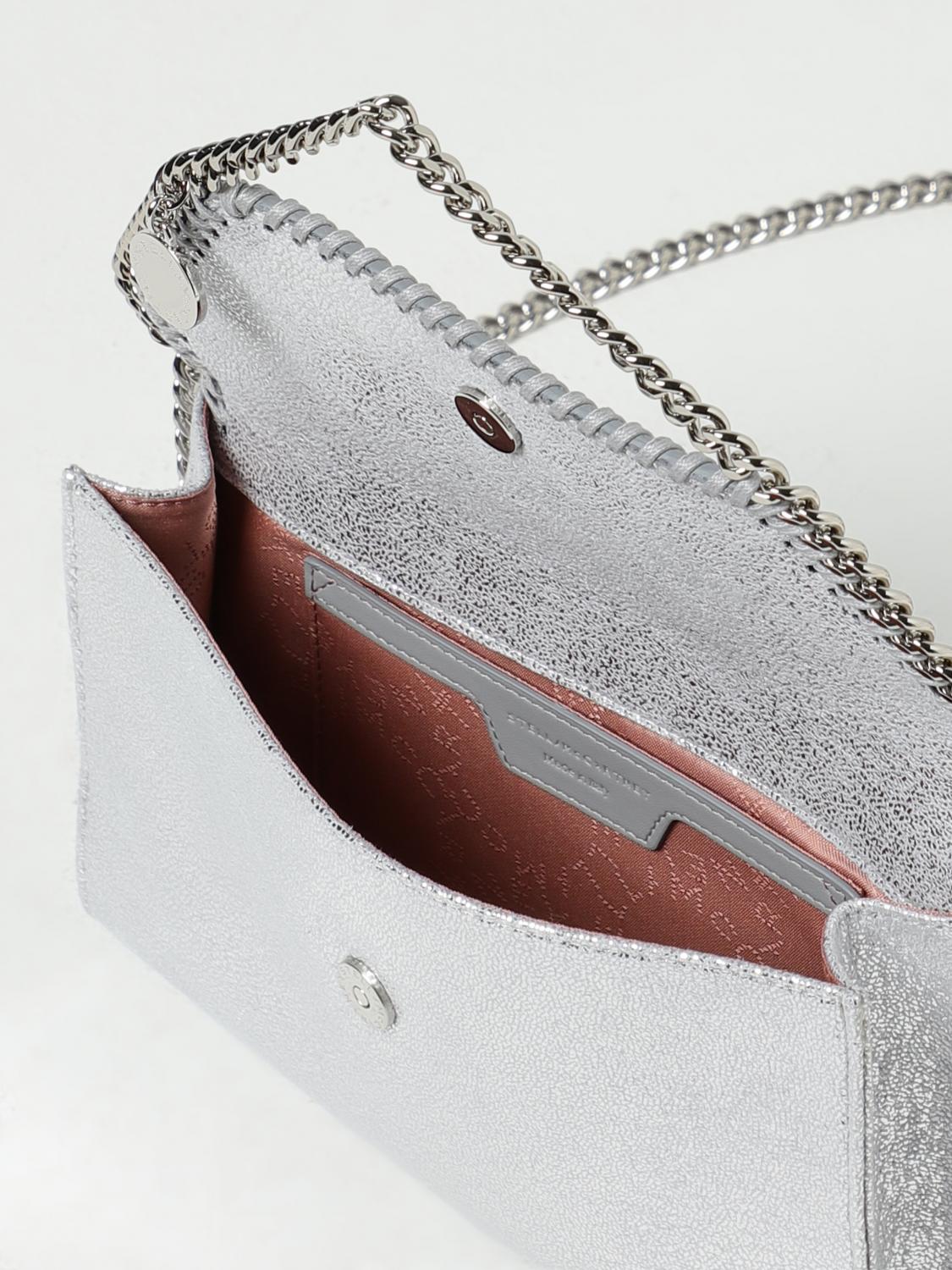 STELLA MCCARTNEY BORSA A TRACOLLA: Borsa Falabella Stella McCartney in pelle sitnetica cracklé, Grigio - Img 4