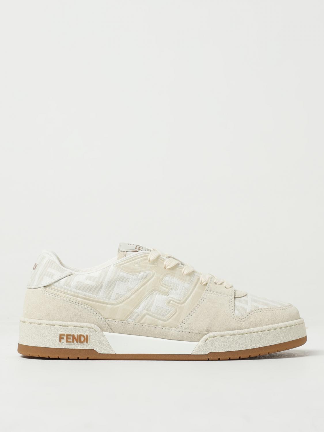 FENDI SNEAKERS: Sneakers Fendi Match in tessuto jacquard e camoscio, Bianco - Img 1