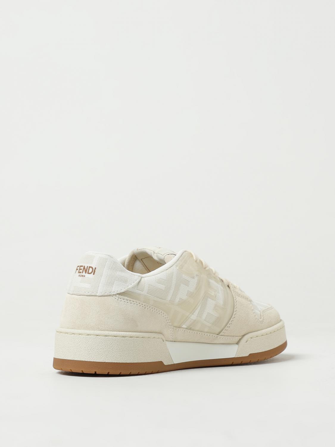 FENDI SNEAKERS: Sneakers Fendi Match in tessuto jacquard e camoscio, Bianco - Img 3