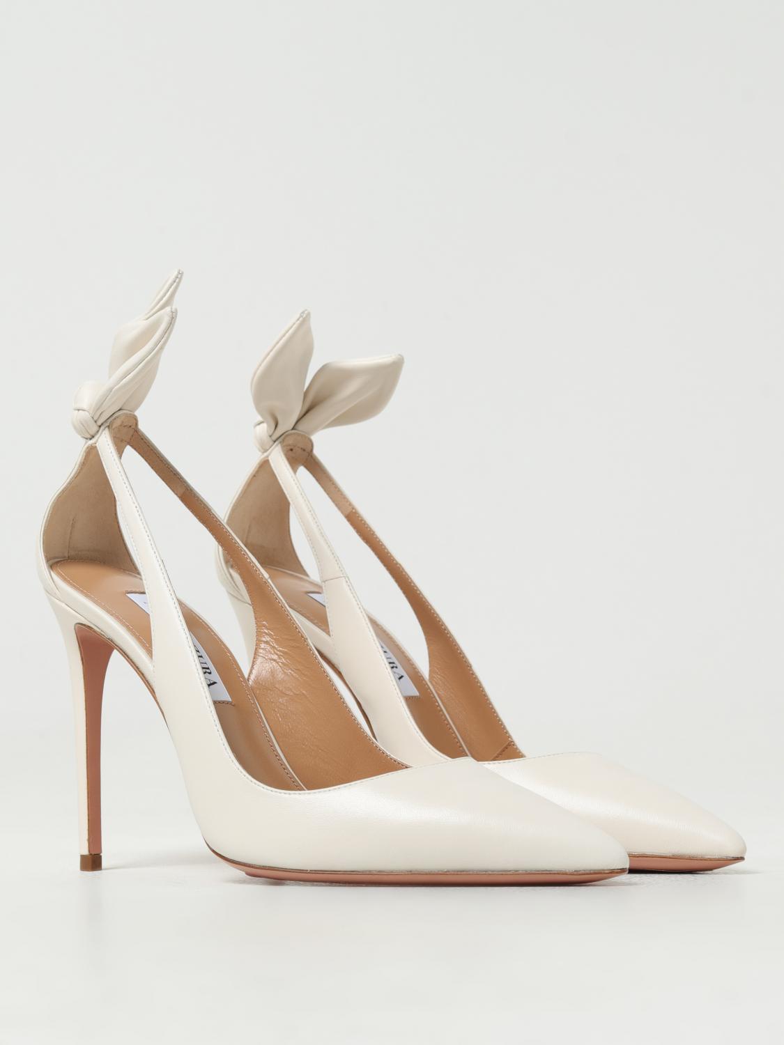 AQUAZZURA DÉCOLLETÉ: Décolleté Bow Tie Aquazurra in nappa, Bianco - Img 2
