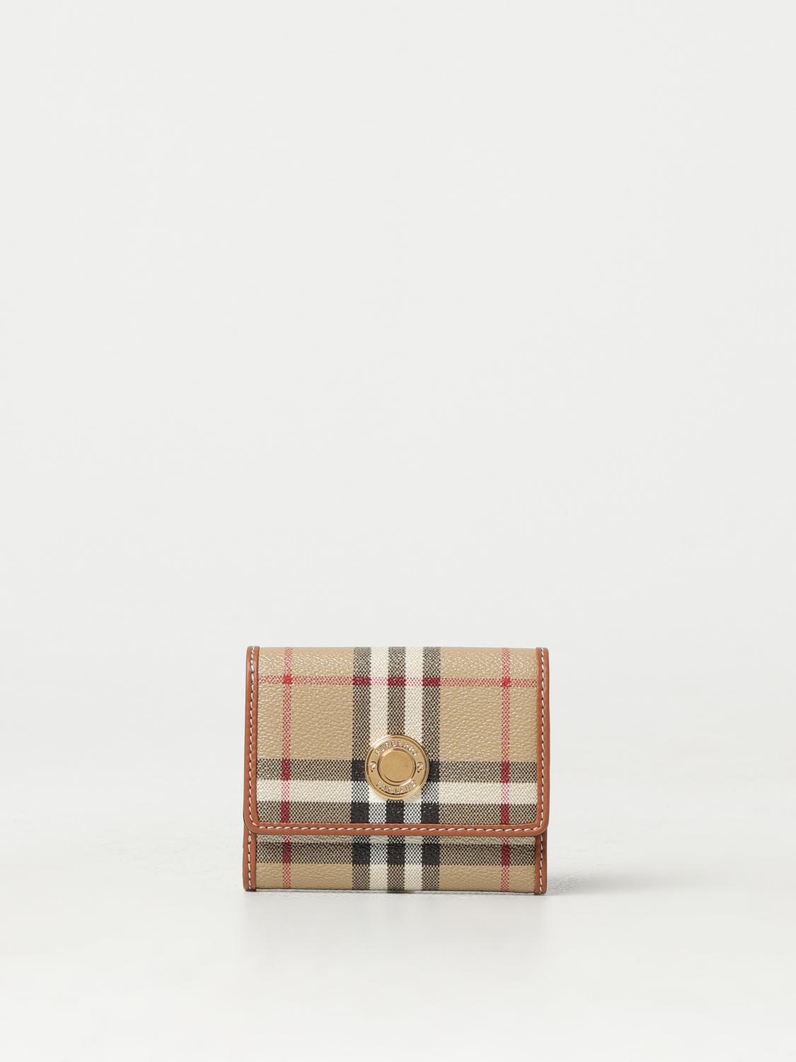 BURBERRY wallet in coated cotton and leather Beige Burberry wallet 8070415 online at GIGLIO.COM