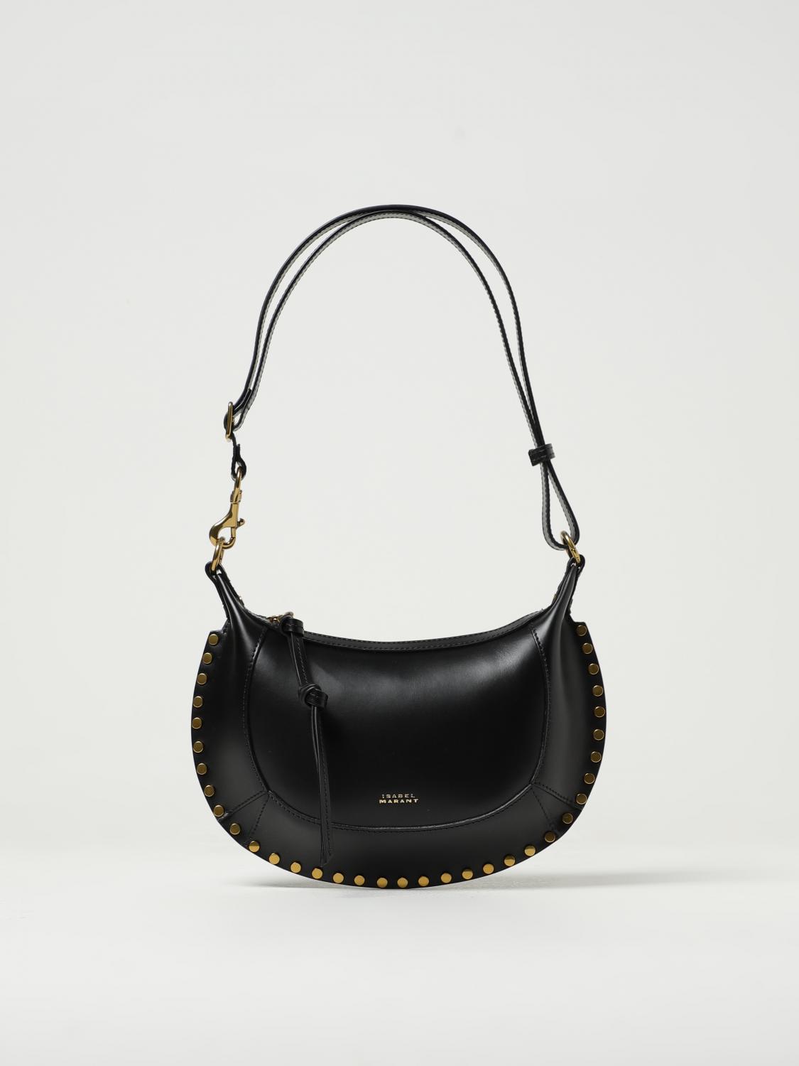 ISABEL MARANT BORSA A SPALLA: Borsa Oskan Moon Isabel Marant in pelle con tracolla, Nero - Img 1