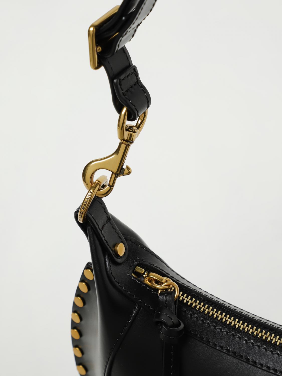ISABEL MARANT BORSA A SPALLA: Borsa Oskan Moon Isabel Marant in pelle con tracolla, Nero - Img 3