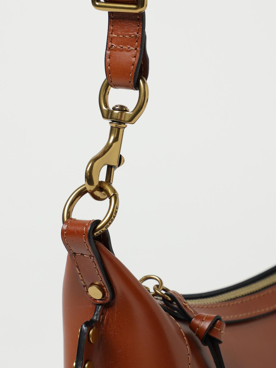 ISABEL MARANT BORSA A SPALLA: Borsa Oskan Moon Isabel Marant in pelle con tracolla, Marrone - Img 4