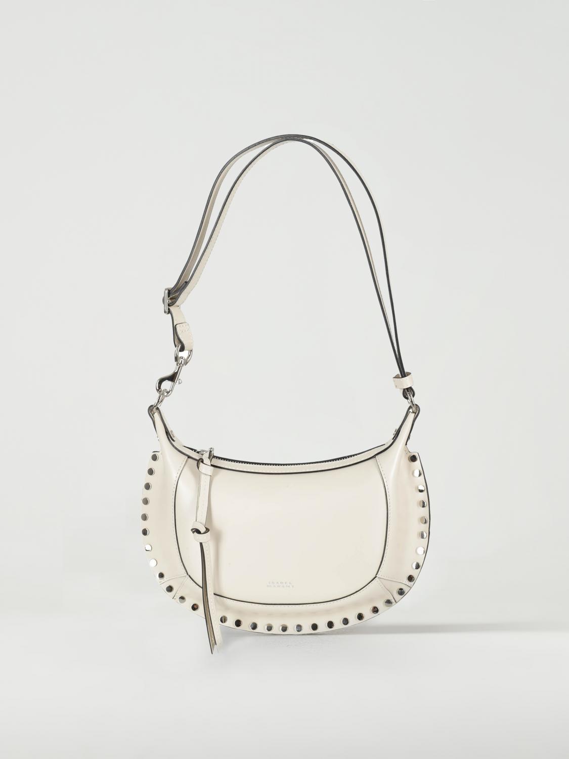 ISABEL MARANT BORSA A SPALLA: Borsa Oskan Moon Isabel Marant in pelle con tracolla, Panna - Img 1