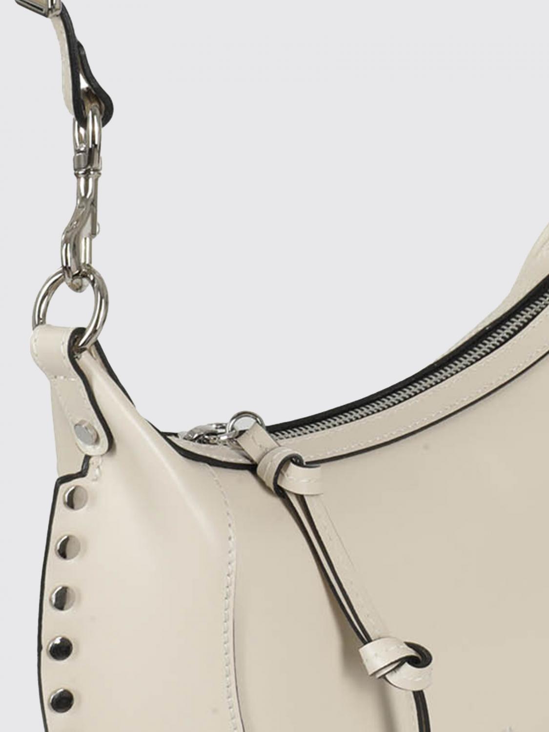 ISABEL MARANT BORSA A SPALLA: Borsa Oskan Moon Isabel Marant in pelle con tracolla, Panna - Img 3