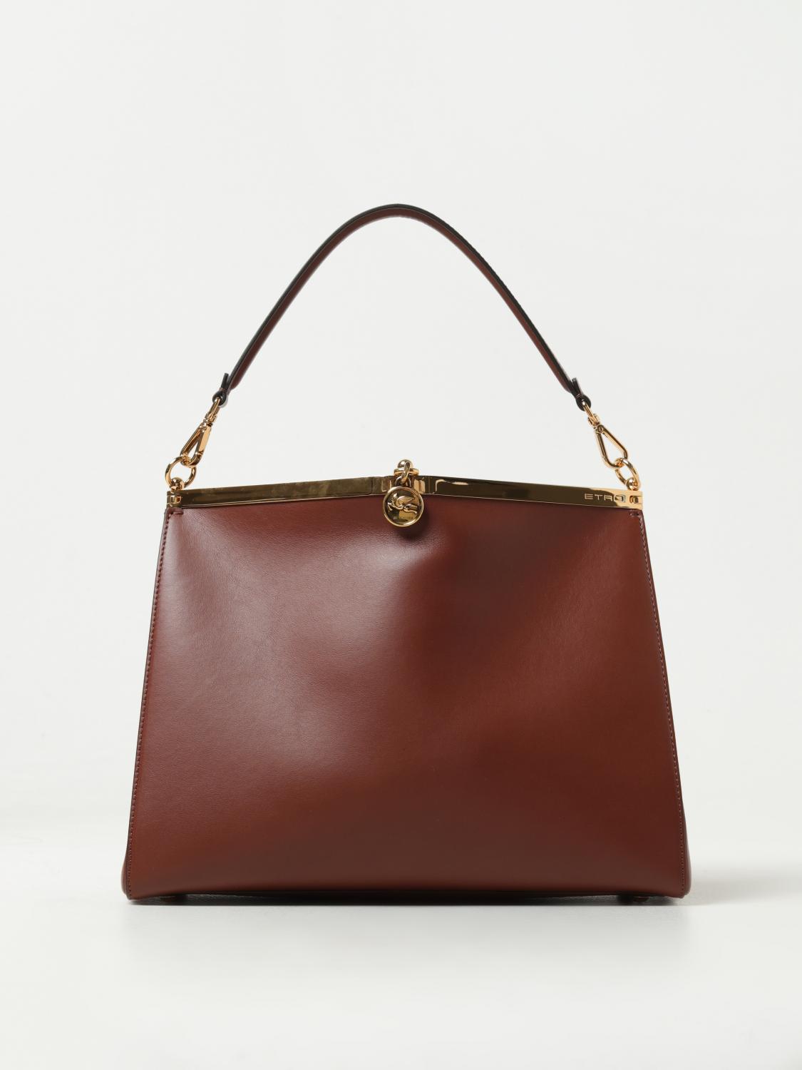 ETRO BORSA A SPALLA: Borsa Vela Etro in pelle, Marrone - Img 1