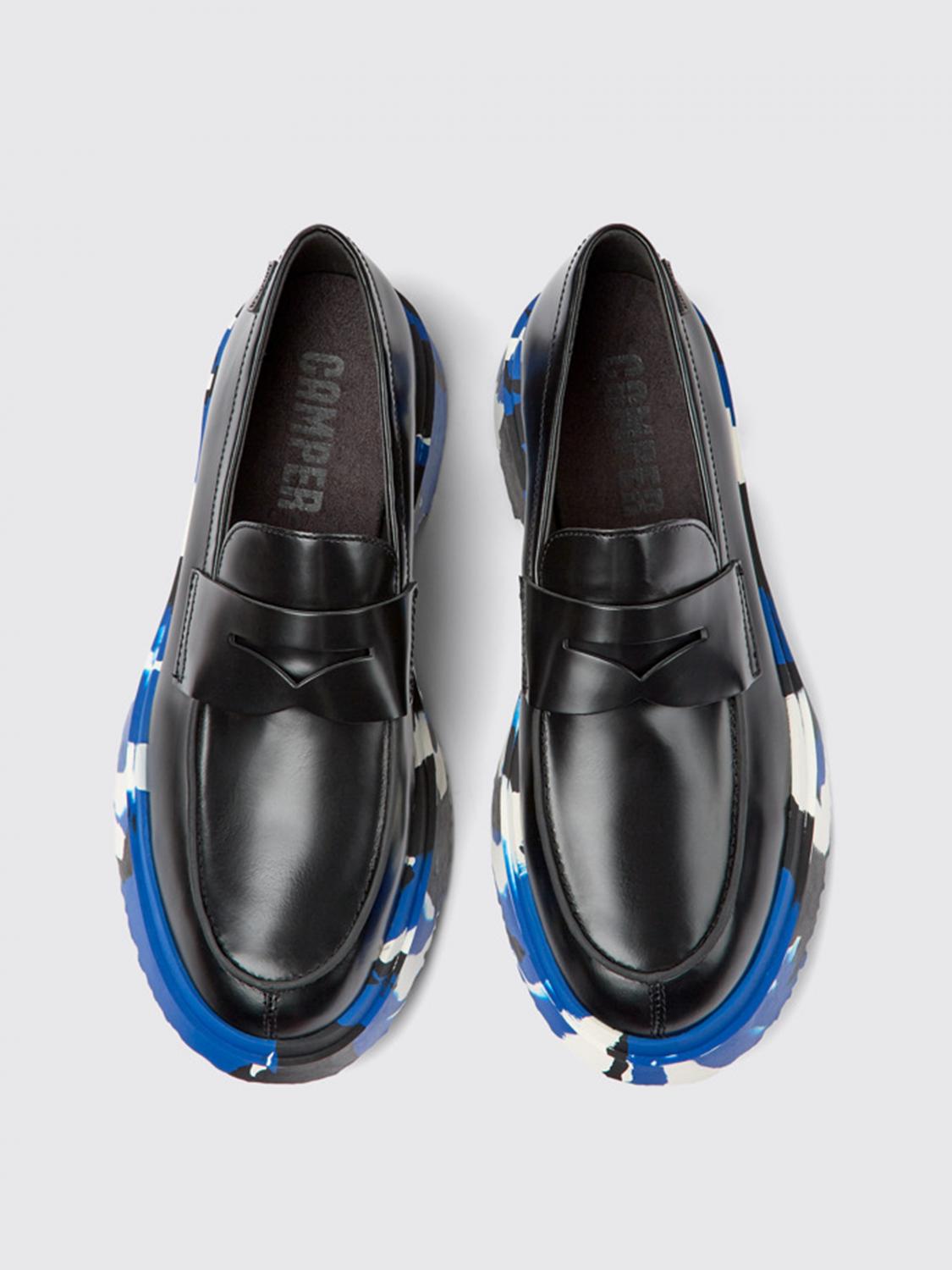 Camper Men\'s Loafers - Black with Blue Sole Mens 9 Black Camper Walden Loafers Brand new, never... | Depop main image 3