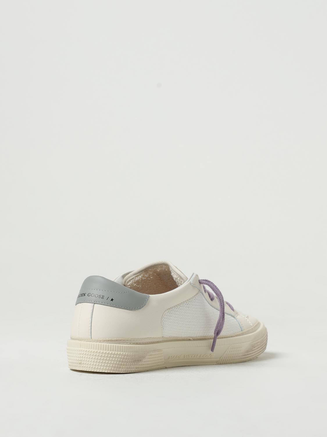 GOLDEN GOOSE SNEAKERS: Sneakers May Golden Goose in mesh e pelle, Bianco - Img 3