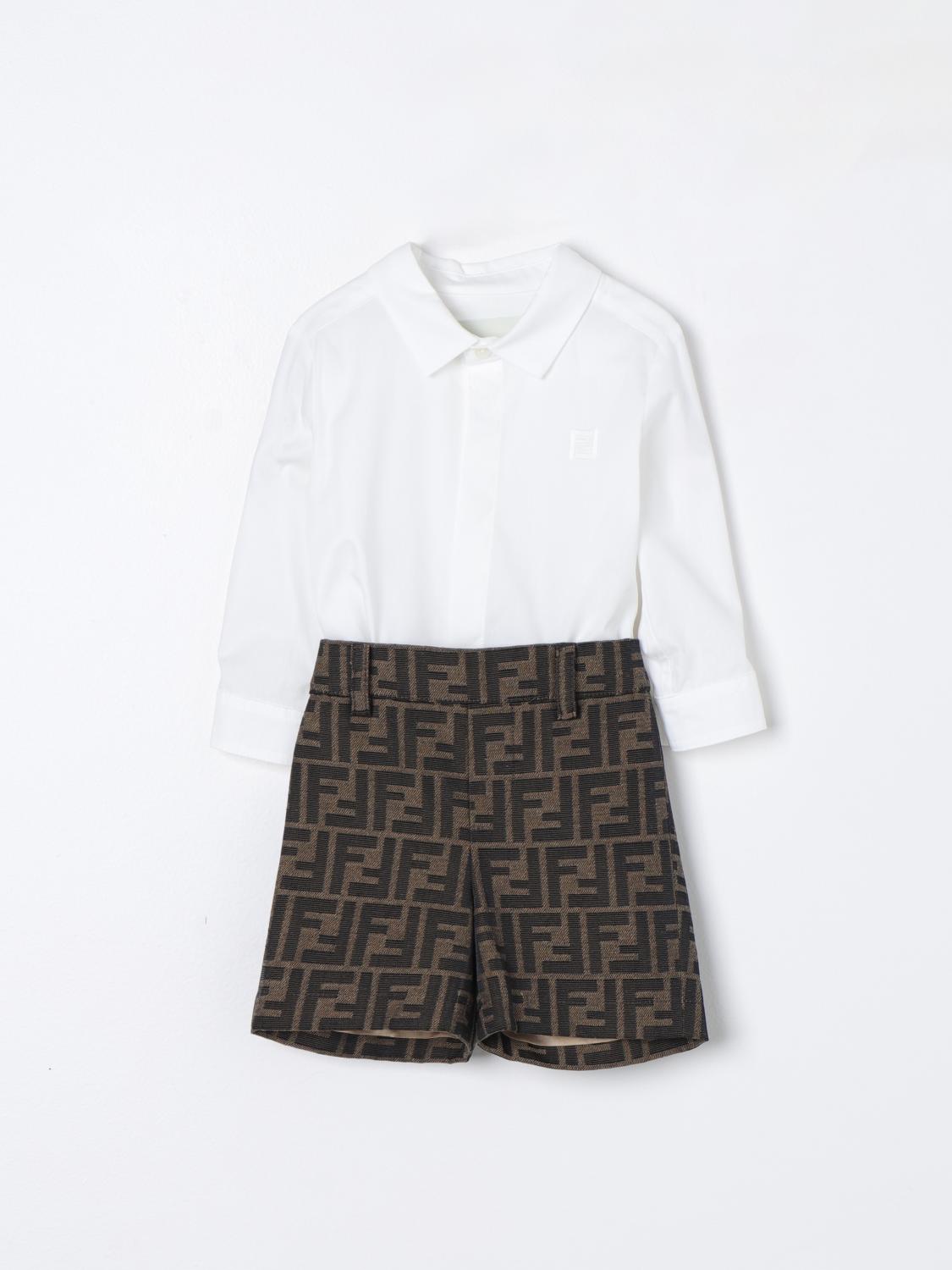 FENDI TUTA: Tuta Fendi Kids in cotone, Arancione - Img 1