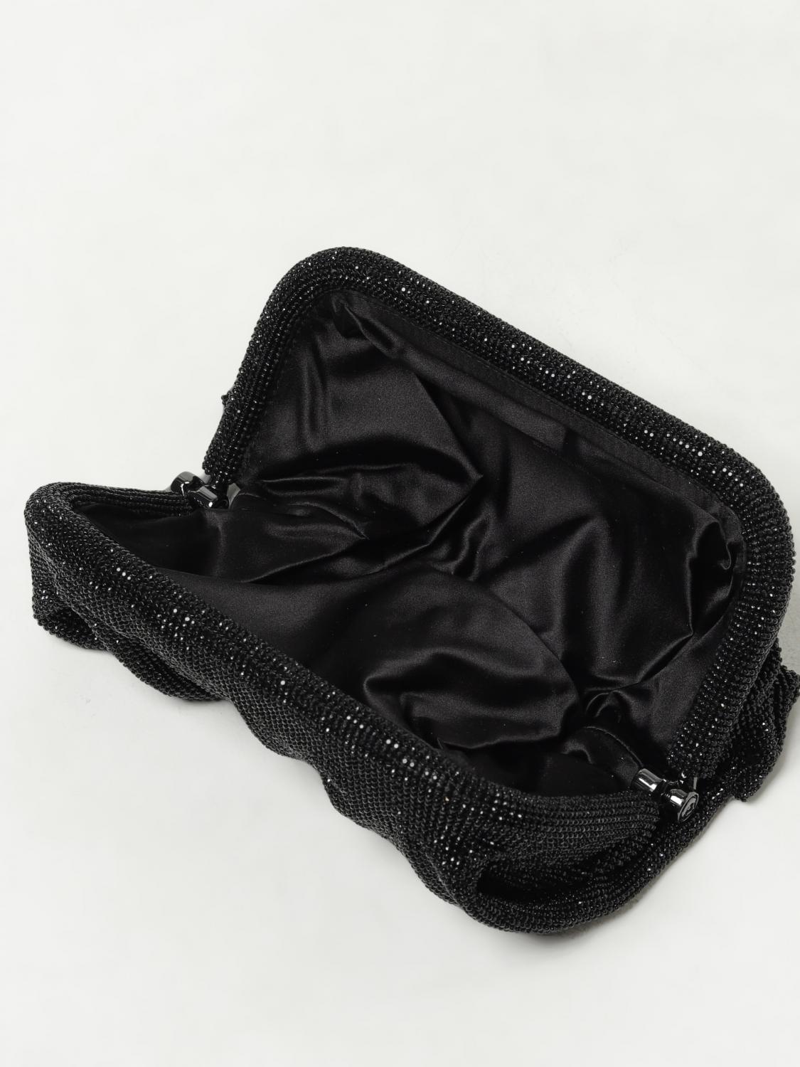 BENEDETTA BRUZZICHES BORSA MINI: Clutch Venus Benedetta Bruzziches in maglia metallica con strass, Nero - Img 3