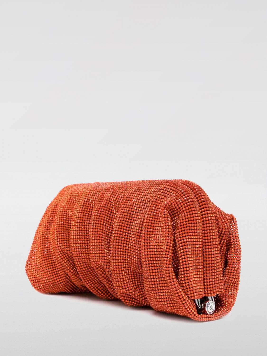 BENEDETTA BRUZZICHES BORSA MINI: Clutch Venus Benedetta Bruzziches in maglia metallica con strass, Arancione - Img 2