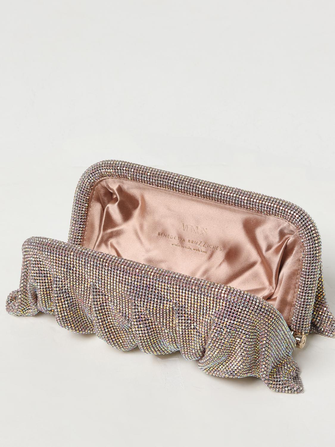 BENEDETTA BRUZZICHES BORSA MINI: Clutch Venus Benedetta Bruzziches in maglia metallica con strass, Rosa - Img 3