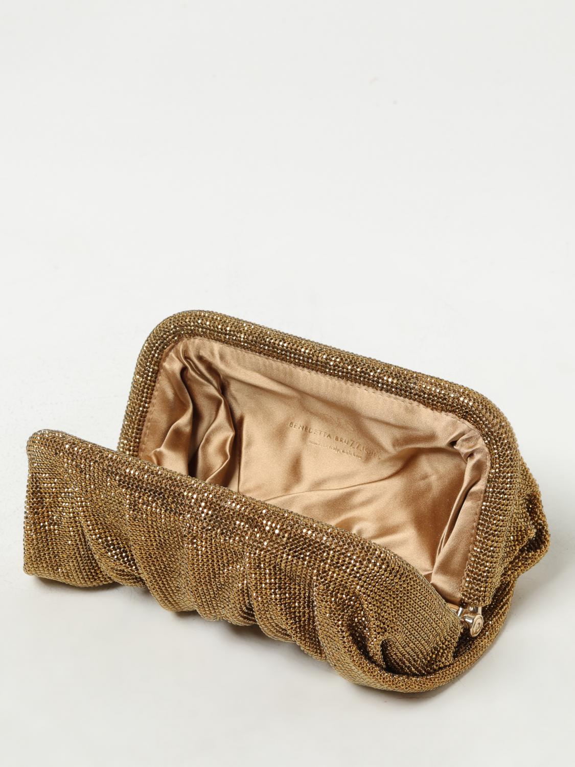 BENEDETTA BRUZZICHES BORSA MINI: Clutch Venus Benedetta Bruzziches in maglia metallica con strass, Oro - Img 3