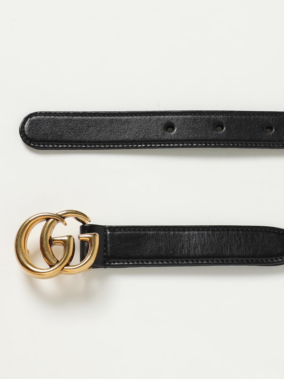 GUCCI ブラックレザーベルト 80cm　レディース 400593_AP00T_1000_001_100_0000