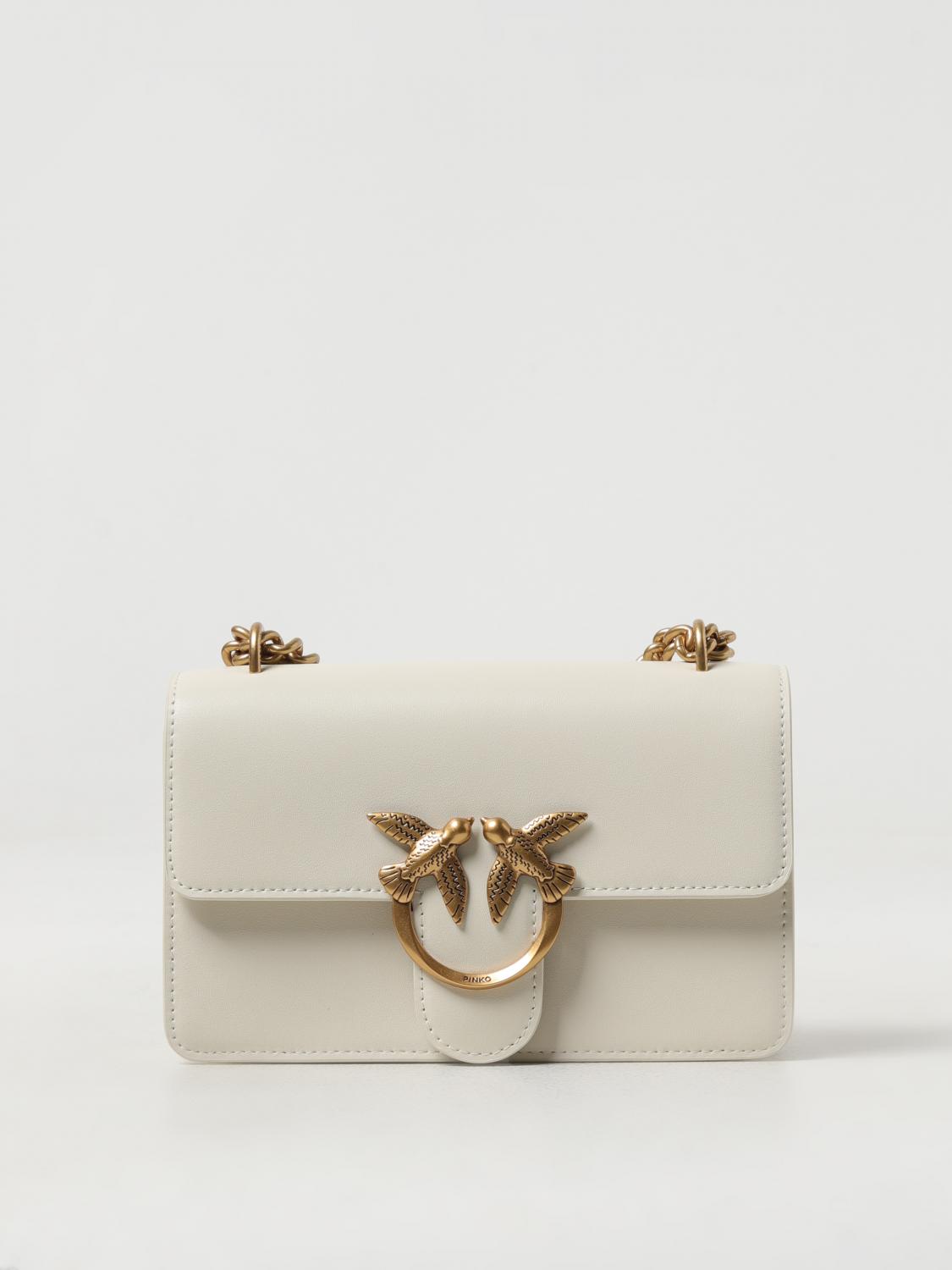 PINKO BORSA MINI: Borsa Love One Mini Pinko in pelle, Bianco - Img 1
