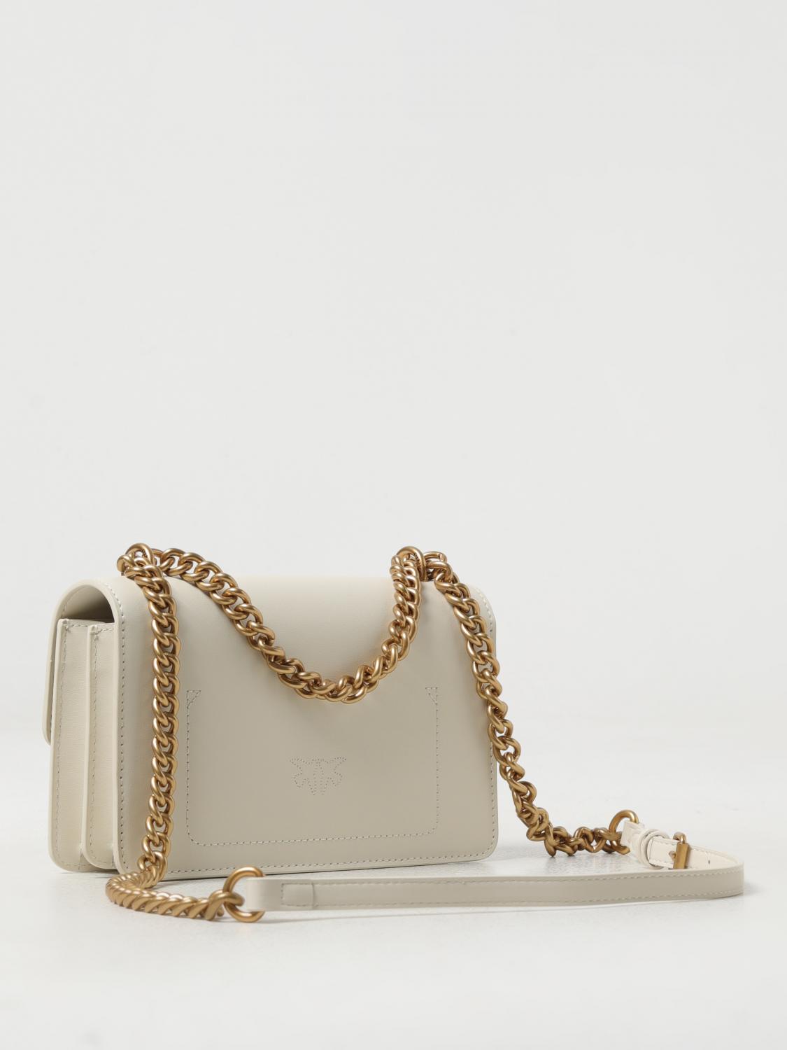 PINKO BORSA MINI: Borsa Love One Mini Pinko in pelle, Bianco - Img 2