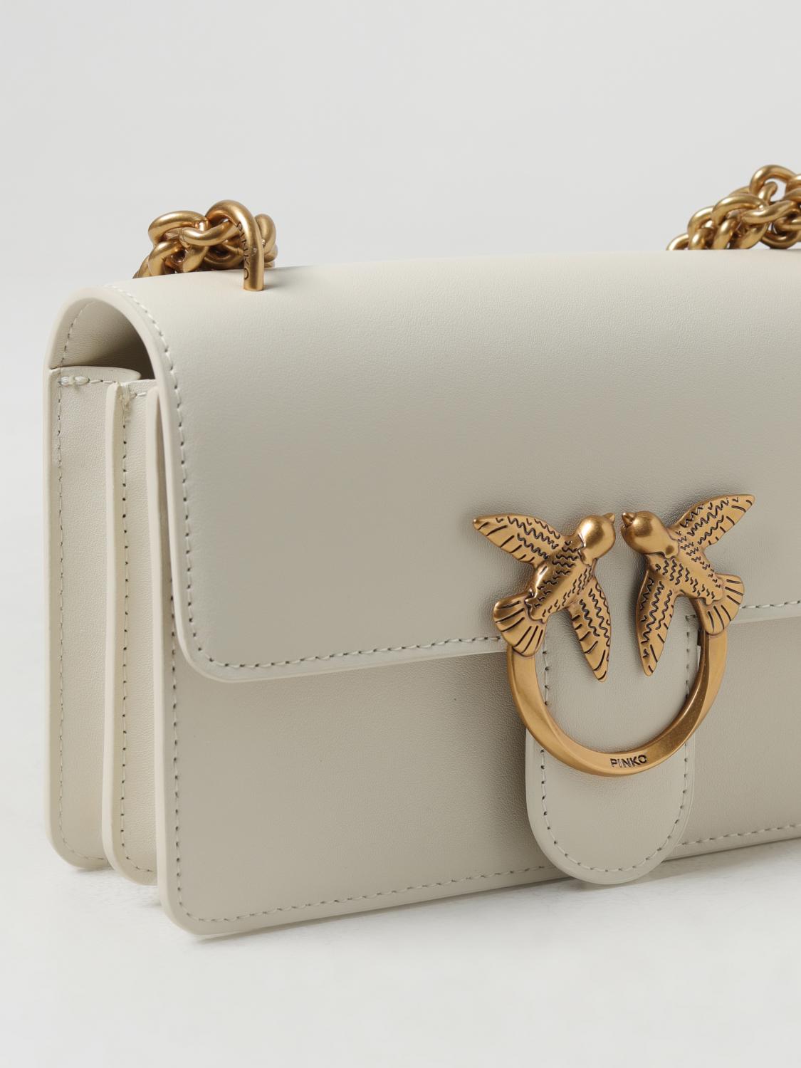 PINKO BORSA MINI: Borsa Love One Mini Pinko in pelle, Bianco - Img 3