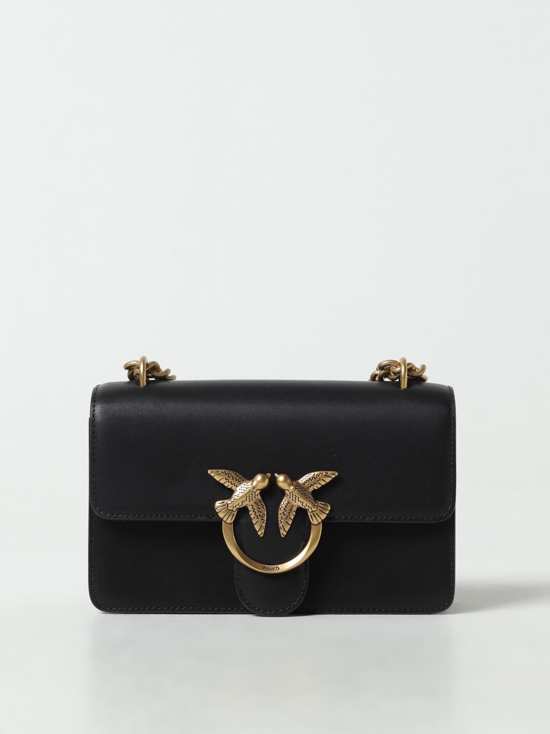 PINKO BORSA MINI: Borsa Love One Mini Pinko in pelle, Nero - Img 1