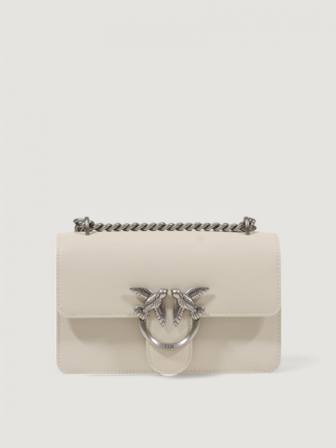 PINKO BORSA MINI: Borsa Love One Mini Pinko in pelle, Bianco 1 - Img 1