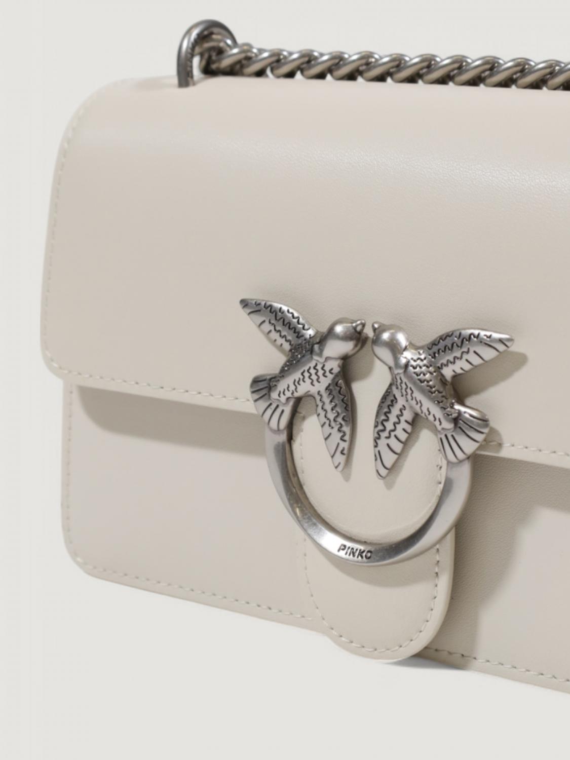 PINKO BORSA MINI: Borsa Love One Mini Pinko in pelle, Bianco 1 - Img 3