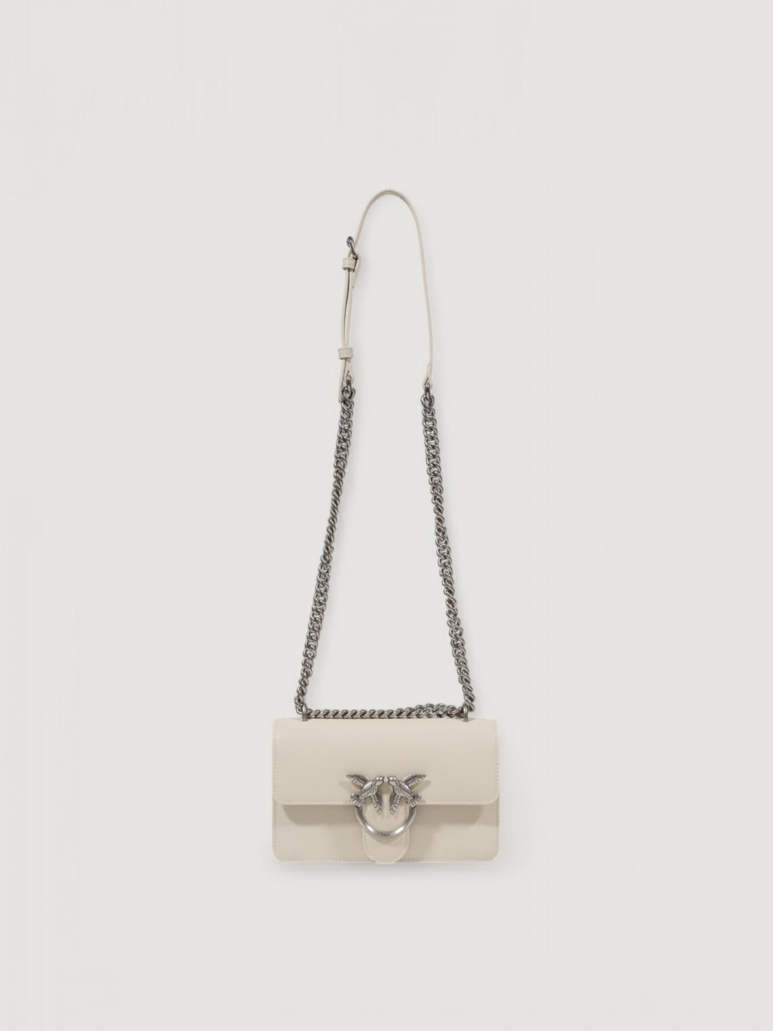 PINKO BORSA MINI: Borsa Love One Mini Pinko in pelle, Bianco 1 - Img 4