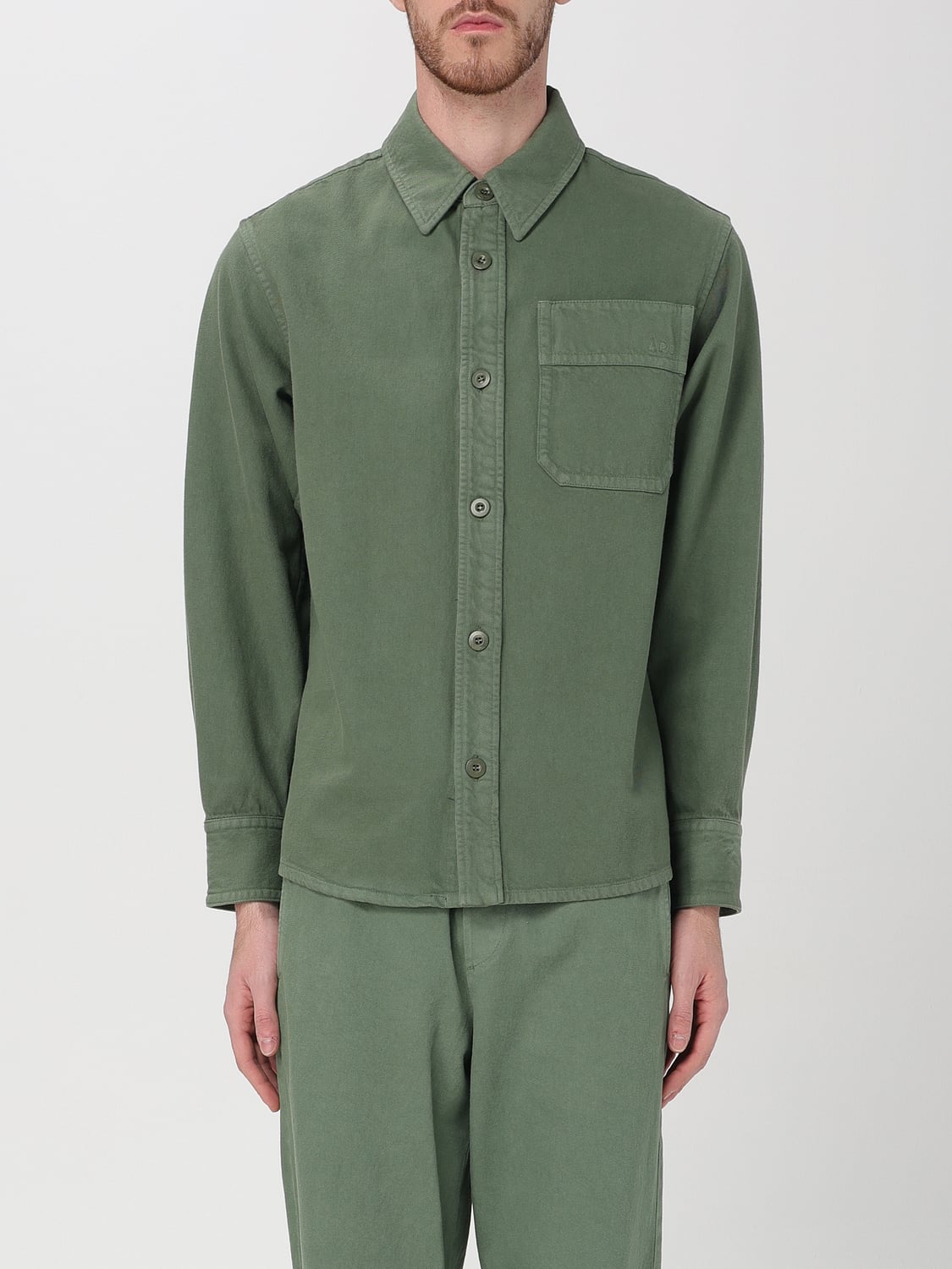 A.P.C. CAMICIA: Camicia A.P.C. in misto cotone , Verde - Img 1