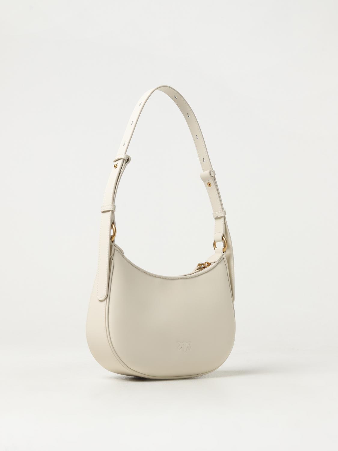 PINKO BORSA A MANO: Borsa Half Moon Pinko in pelle, Bianco - Img 2