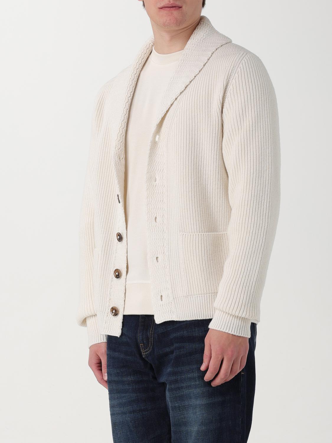 TOM FORD アイボリー カーディガン TOM FORD: Cardigan men - White | Tom Ford cardigan KLL003YMK012S23
