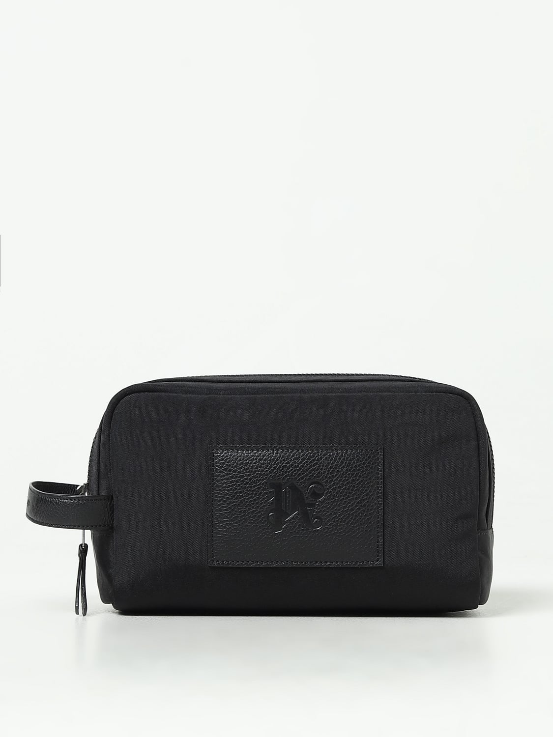 PALM ANGELS ACCESSORI BEAUTY: Beauty case Palm Angels in nylon e pelle a grana , Nero - Img 1