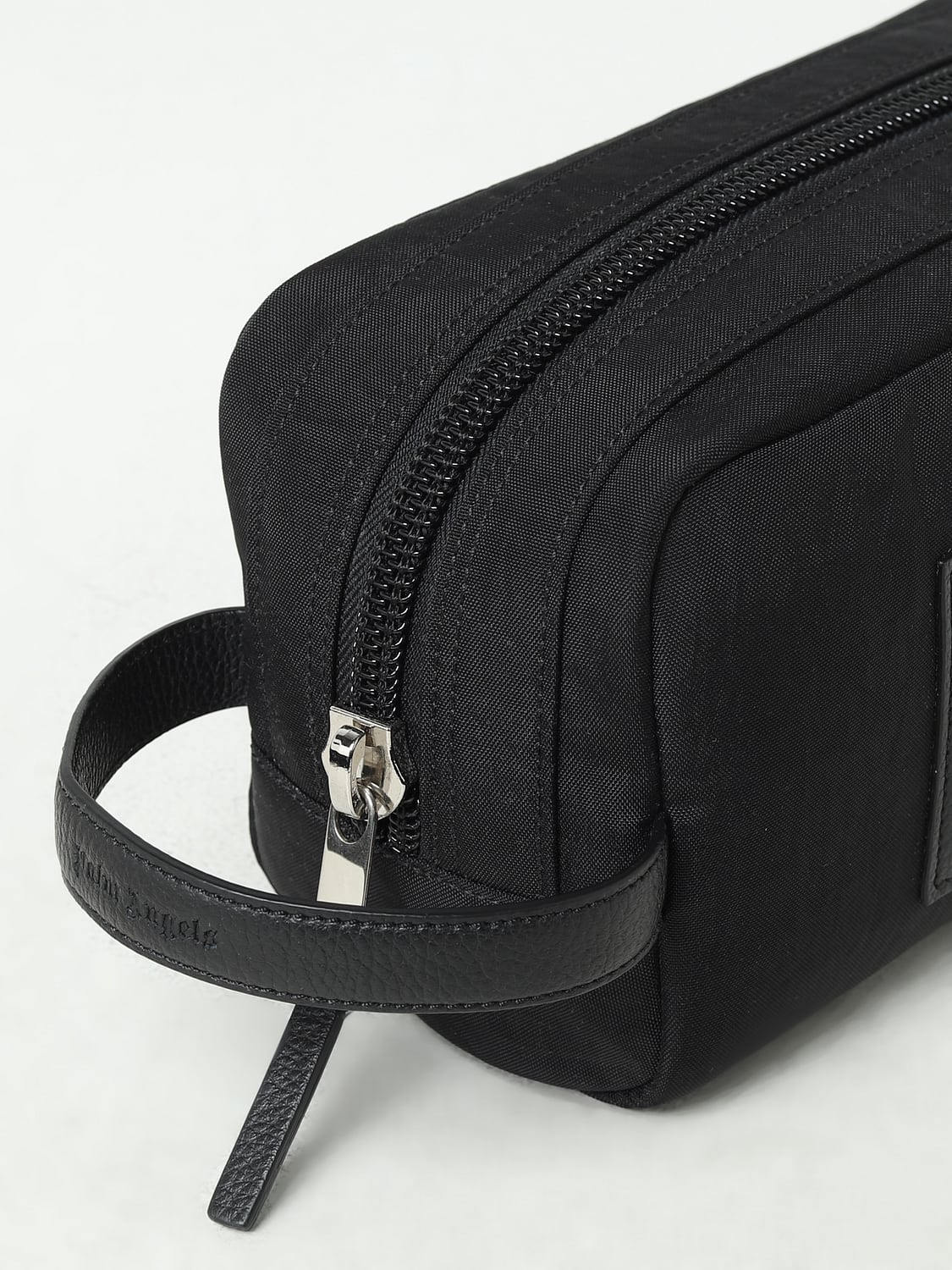 PALM ANGELS ACCESSORI BEAUTY: Beauty case Palm Angels in nylon e pelle a grana , Nero - Img 3