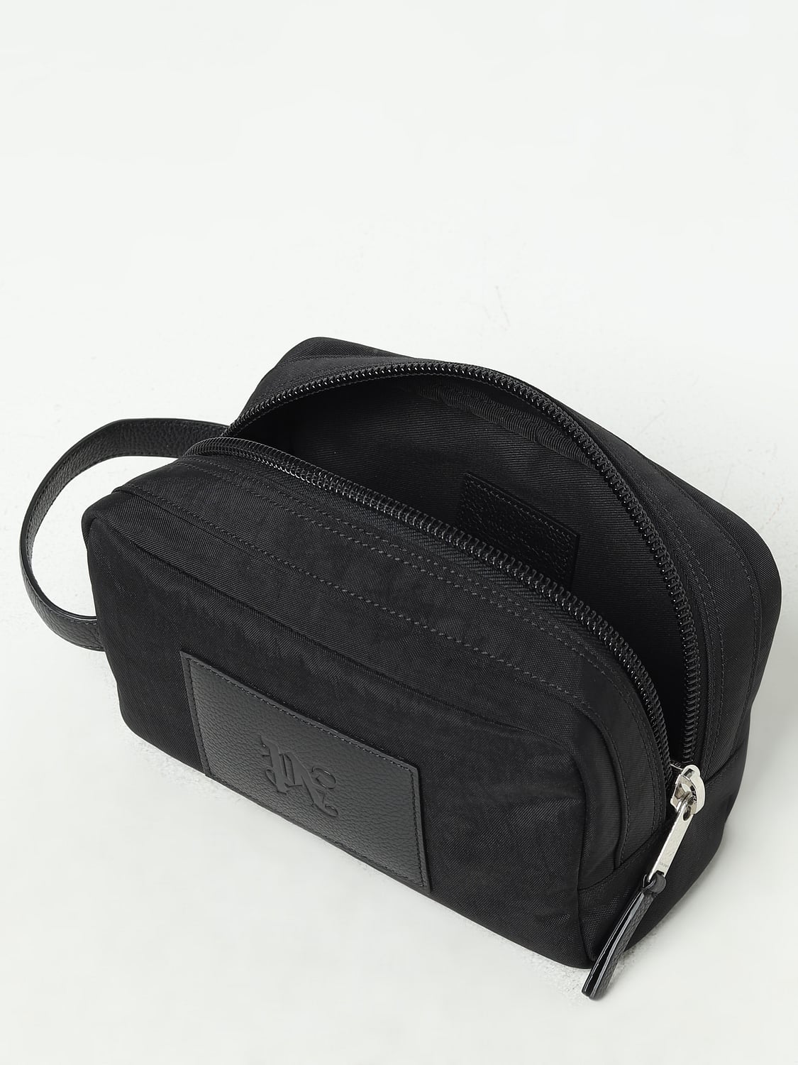 PALM ANGELS ACCESSORI BEAUTY: Beauty case Palm Angels in nylon e pelle a grana , Nero - Img 4