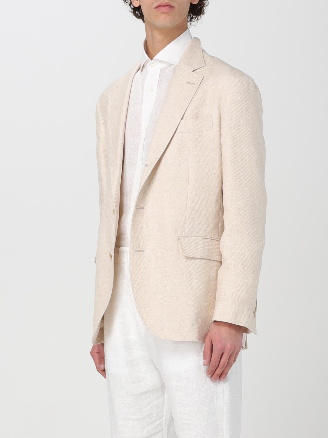 BRUNELLO CUCINELLI БЛЕЙЗЕР: Куртка Мужское Brunello Cucinelli, Бежевый - Img 4