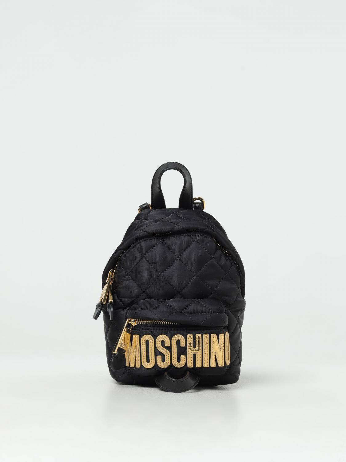 NEW! MOSCHINO Quilted Nylon Backpack Black/Gold $660 Moschino Black Quilted Nylon Backpack Gold MOSCHINO Logo  main image 2