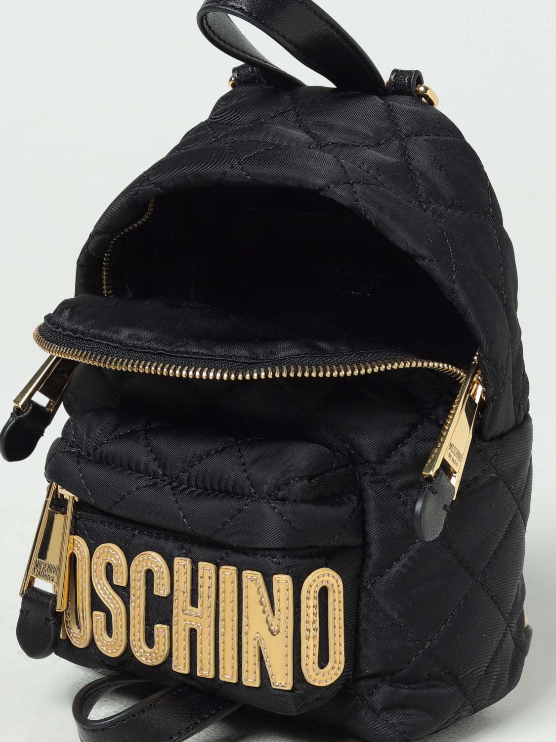 Moschino Couture Black Nylon Leather Gold Chain Backpack New Love Moschino Black Backpack w/ Gold Heart Chain Borsa  main image 2