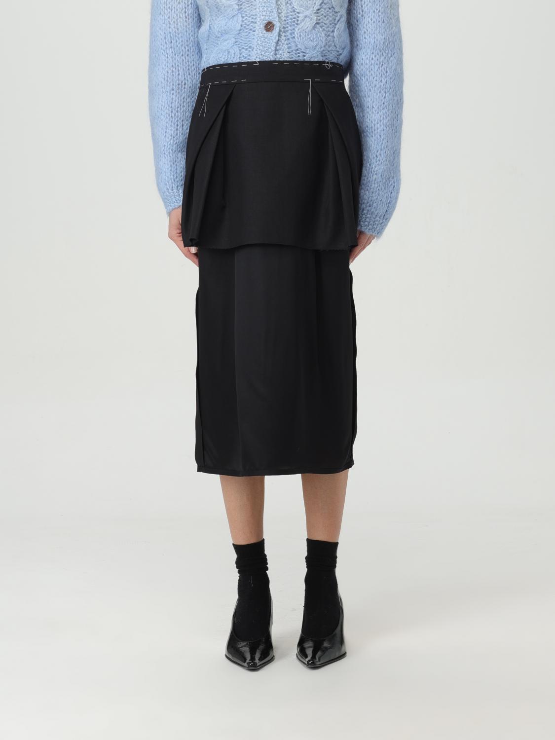 スカート MAISON MARGIELA Women Skirts SI0MA0003 White Painted Denim Maxi Skirt by Maison Margiela on Sale