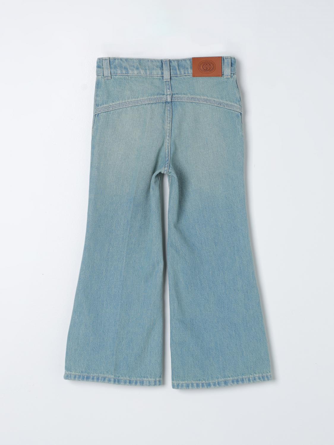 GUCCI ジーンズ　ホワイト GG silk twill pants in blue and white | GUCCI® US