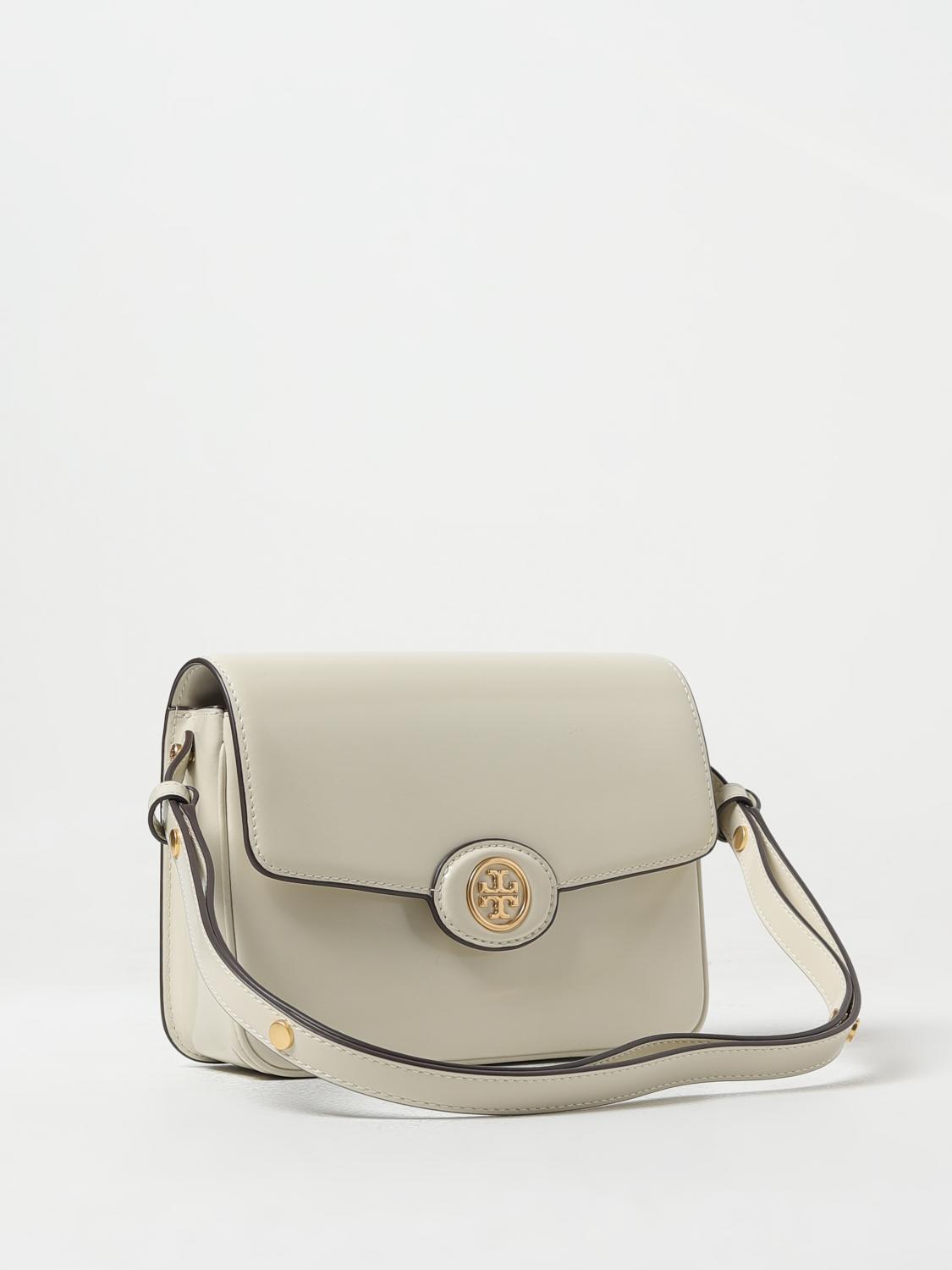 TORY BURCH BORSA MINI: Borsa Robinson Tory Burch in pelle spazzolata, Bianco - Img 3