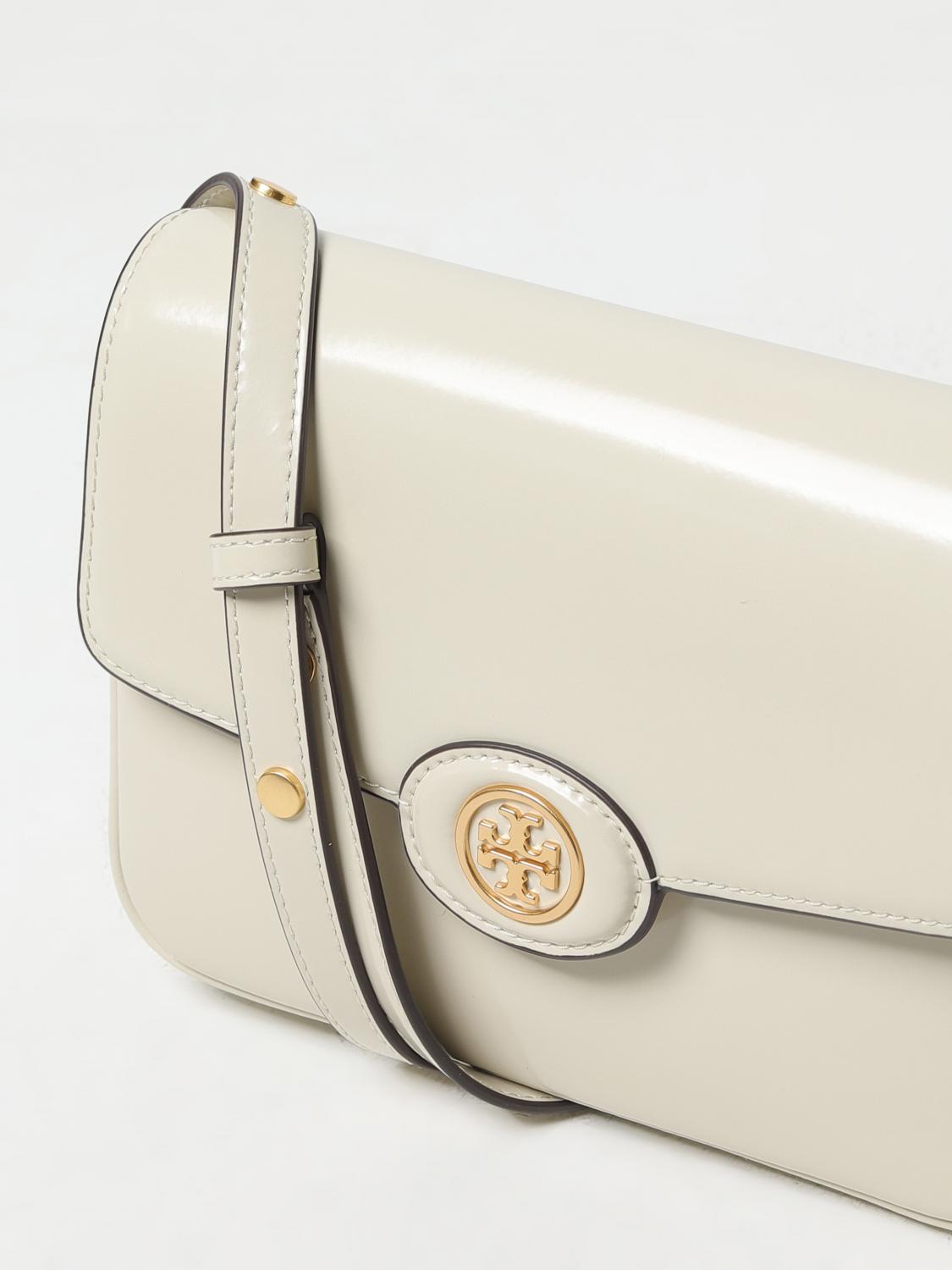 TORY BURCH BORSA MINI: Borsa Robinson Tory Burch in pelle spazzolata, Bianco - Img 4