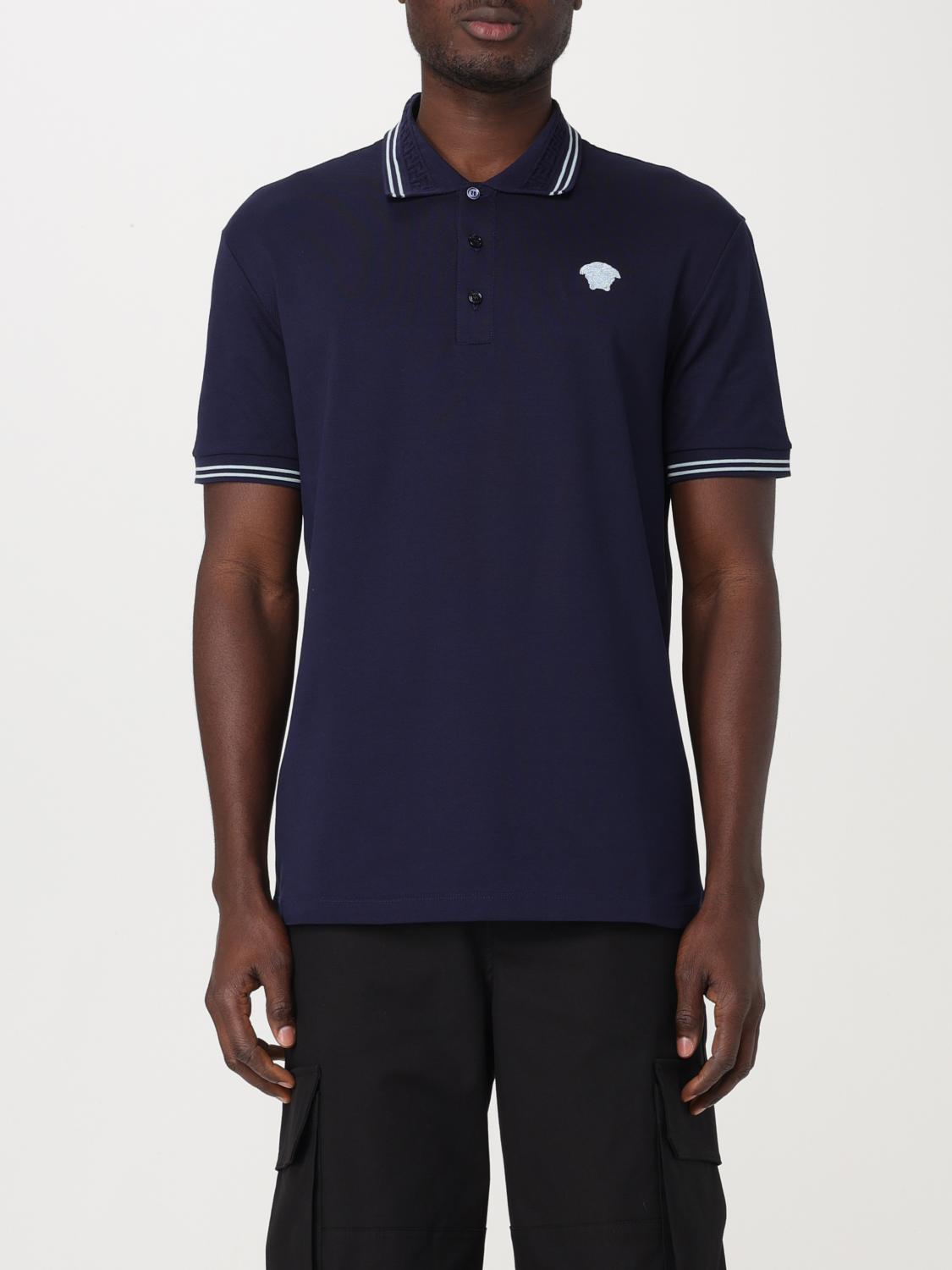 VERSACE POLO: Polo Versace in cotone con logo , Blue - Img 1