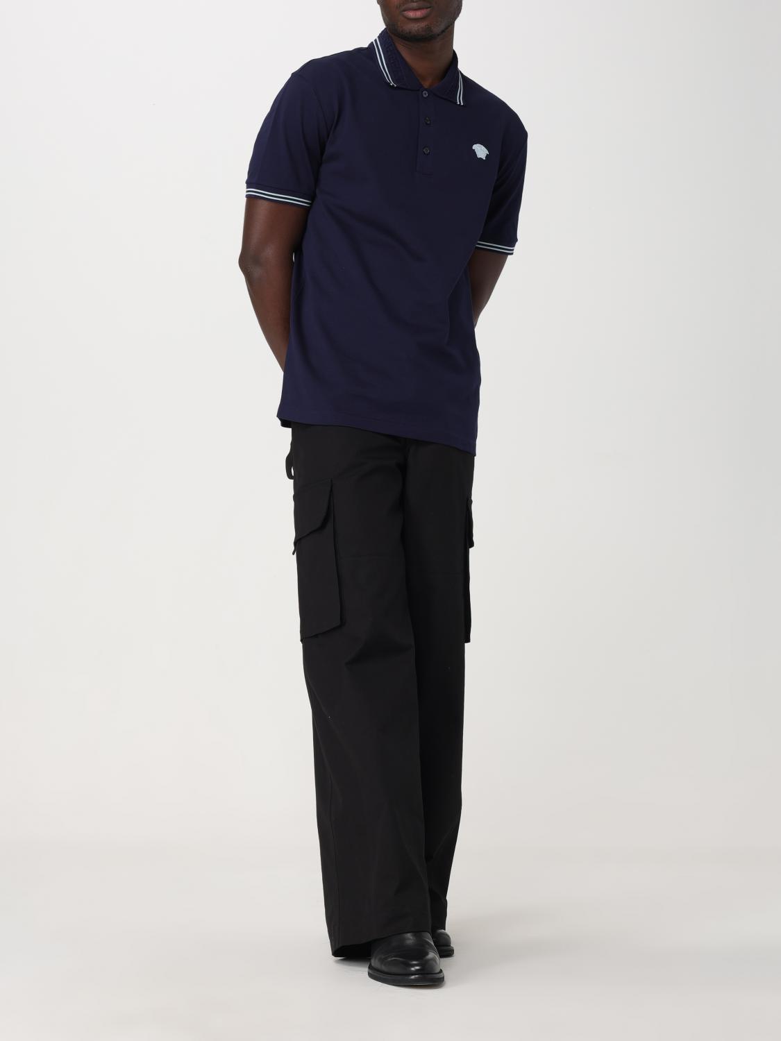 VERSACE POLO: Polo Versace in cotone con logo , Blue - Img 2