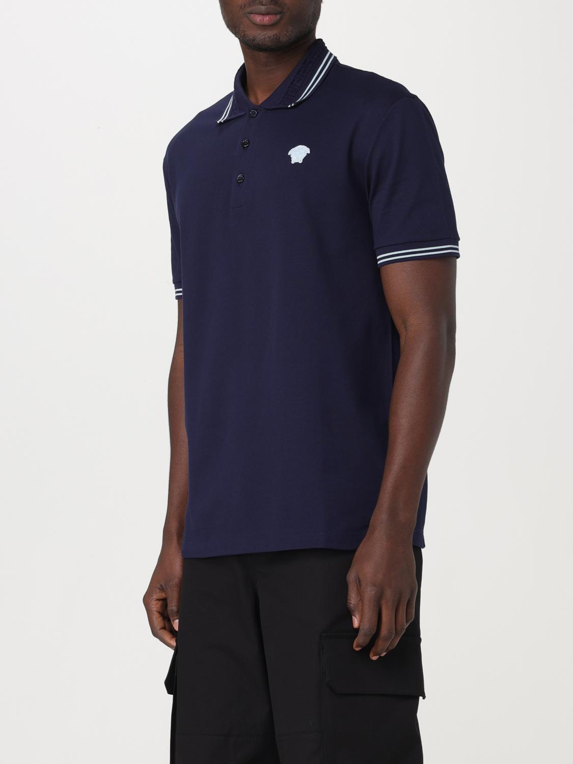 VERSACE POLO: Polo Versace in cotone con logo , Blue - Img 4