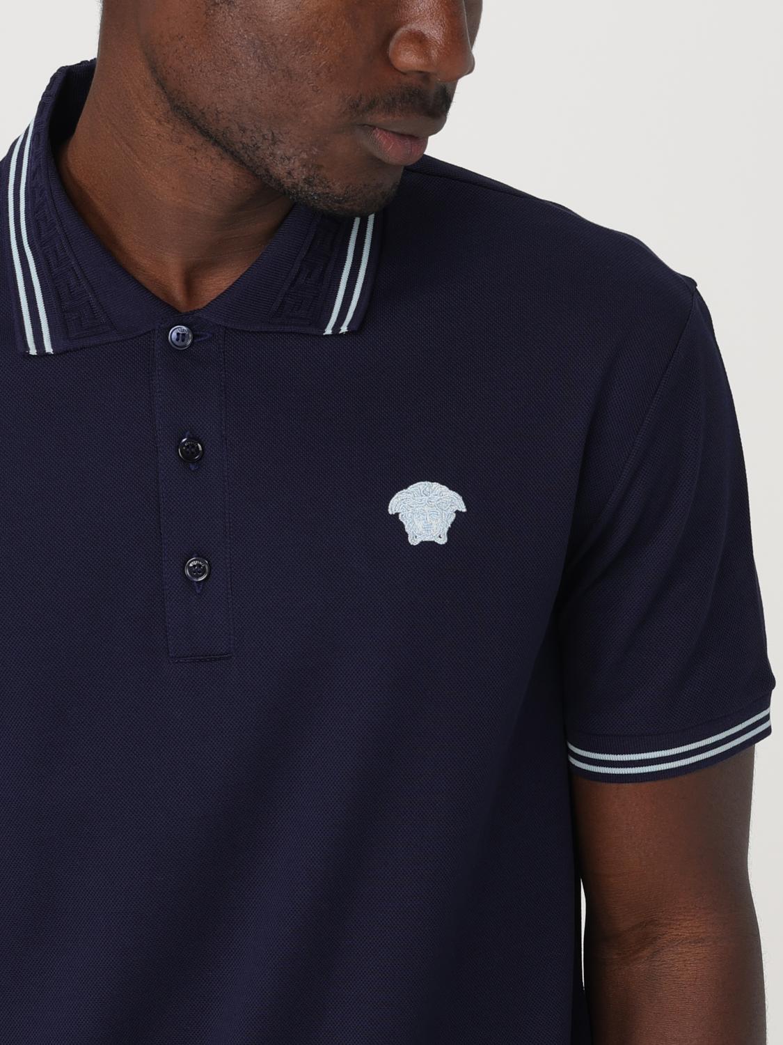 VERSACE POLO: Polo Versace in cotone con logo , Blue - Img 5