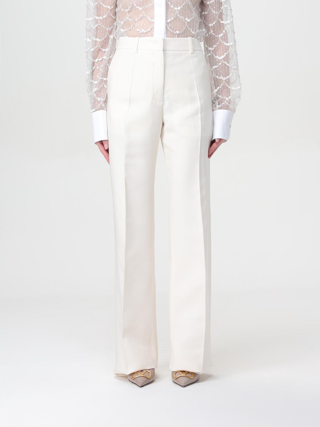 パンツ Valentino Garavani Ivory Crepe Pant Valentino Garavani Toile Iconograph-jacquard Crepe Couture